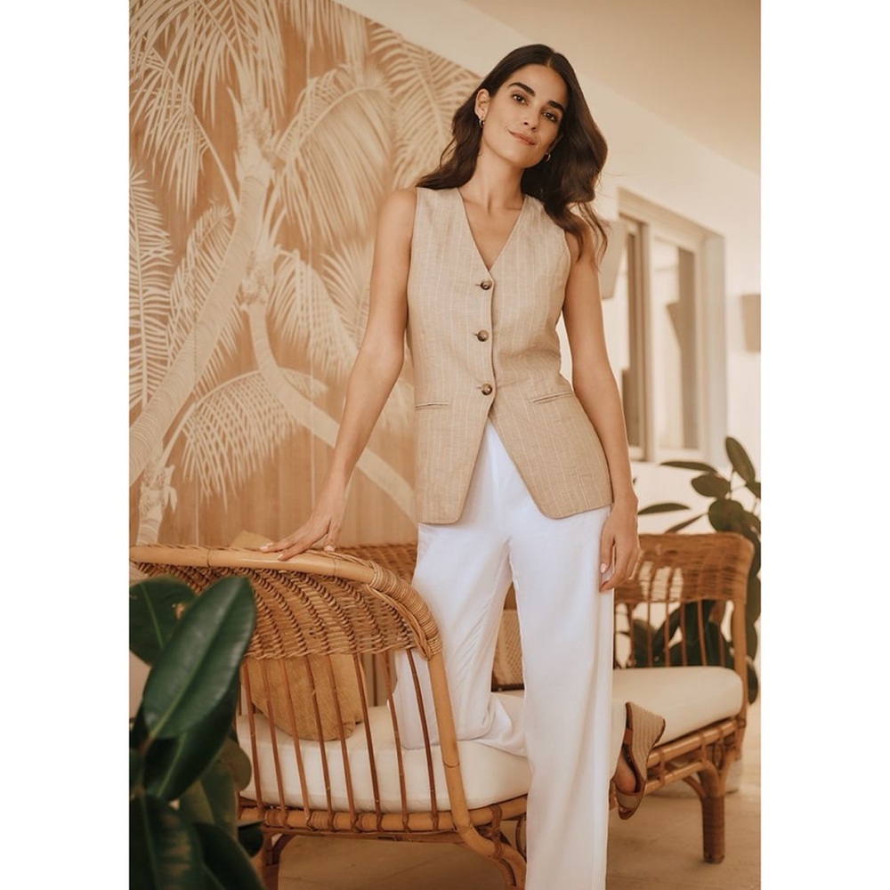 J Mclaughlin Beige Striped Vest